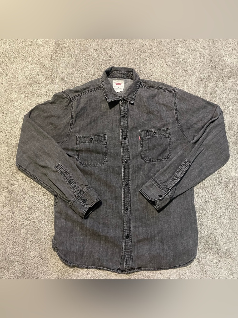 Vintage Y2K Levi’s Denim Shirt Men’s M Faded Black Long Sleeve Grunge